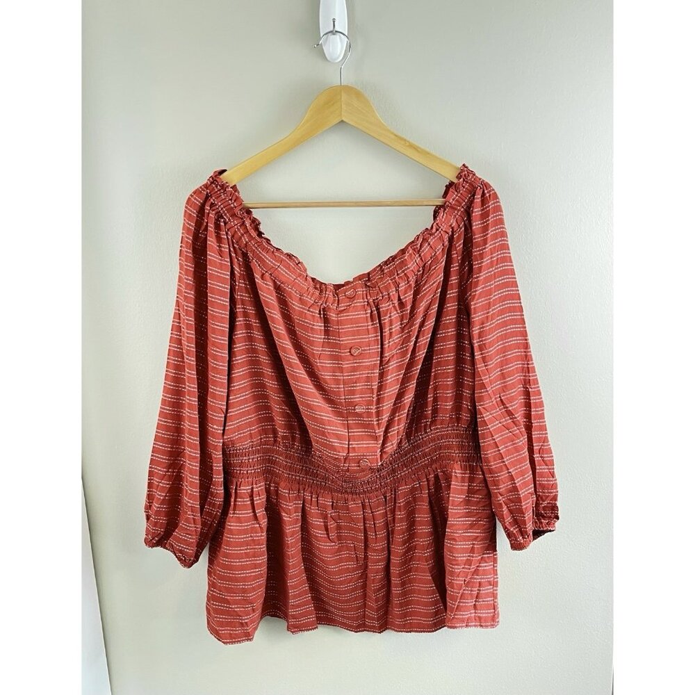 Lane Bryant Women's Sz 18/20 Off The Shoulder Peasant Top Autumn Long Sleeve